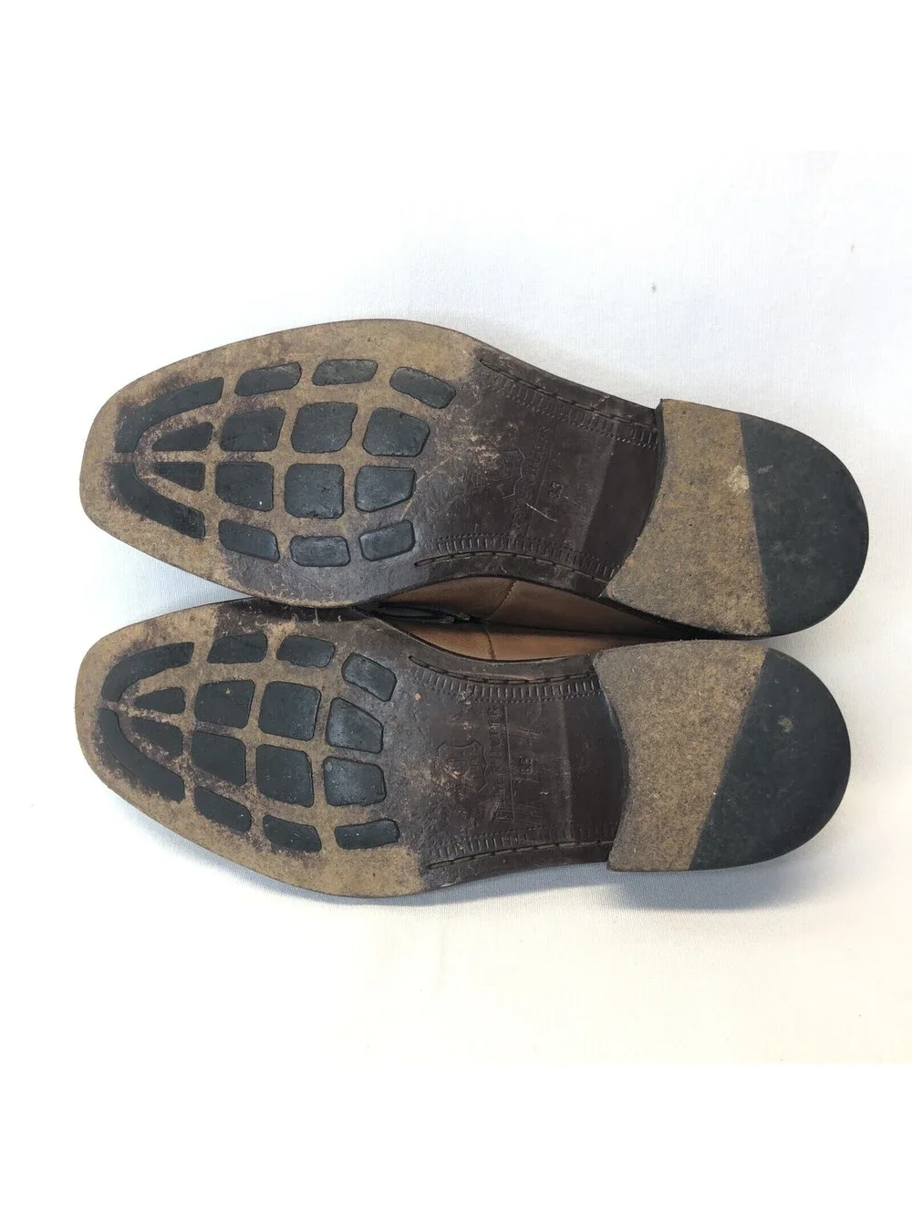PETER HUBER Men's Brown Leather Dress Shoes Loafers Custom Made ShanghaI Sz 8.5